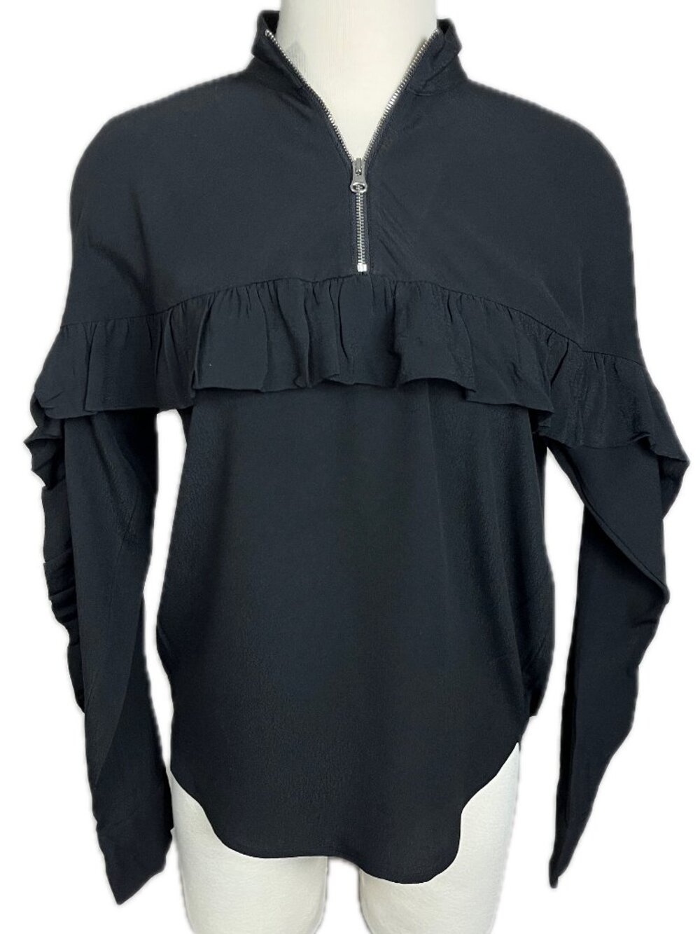 & Other Stories Ruffled Quarter-Zip Blouse Size 6